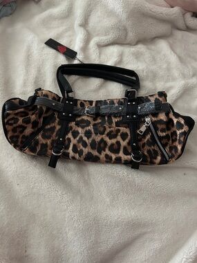 Leopard Print Shoulder Bag - Black Trim